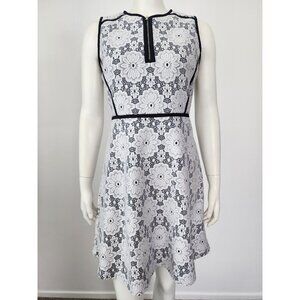 Nanette Lepore white floral lace zip front fit & flare dress 8